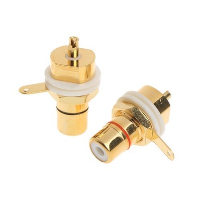 Pack of 2 Female Flanges Connectors Female Jacks Flanges Panel Chassis Mount