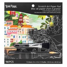 Scratch Art Paper Pad - Joyful Landscapes - 6 Designs, Metallic Guided Art, D...