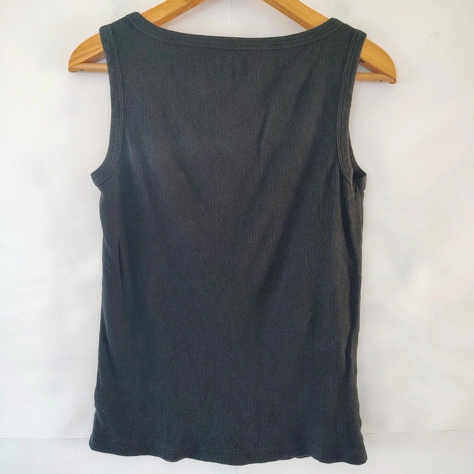 St Johns Bay Womens Ribbed Tank Sz L Y2K Rhinestone Bling Fitted Layering Goth - Image 3 of 4