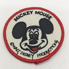 Walt Disney Productions Mickey Mouse Character Patch Vtg Parks 70s Red