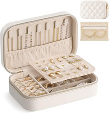 Travel Jewelry Case for Women Girls, PU Leather Jewelry Organizer with Clear Sto