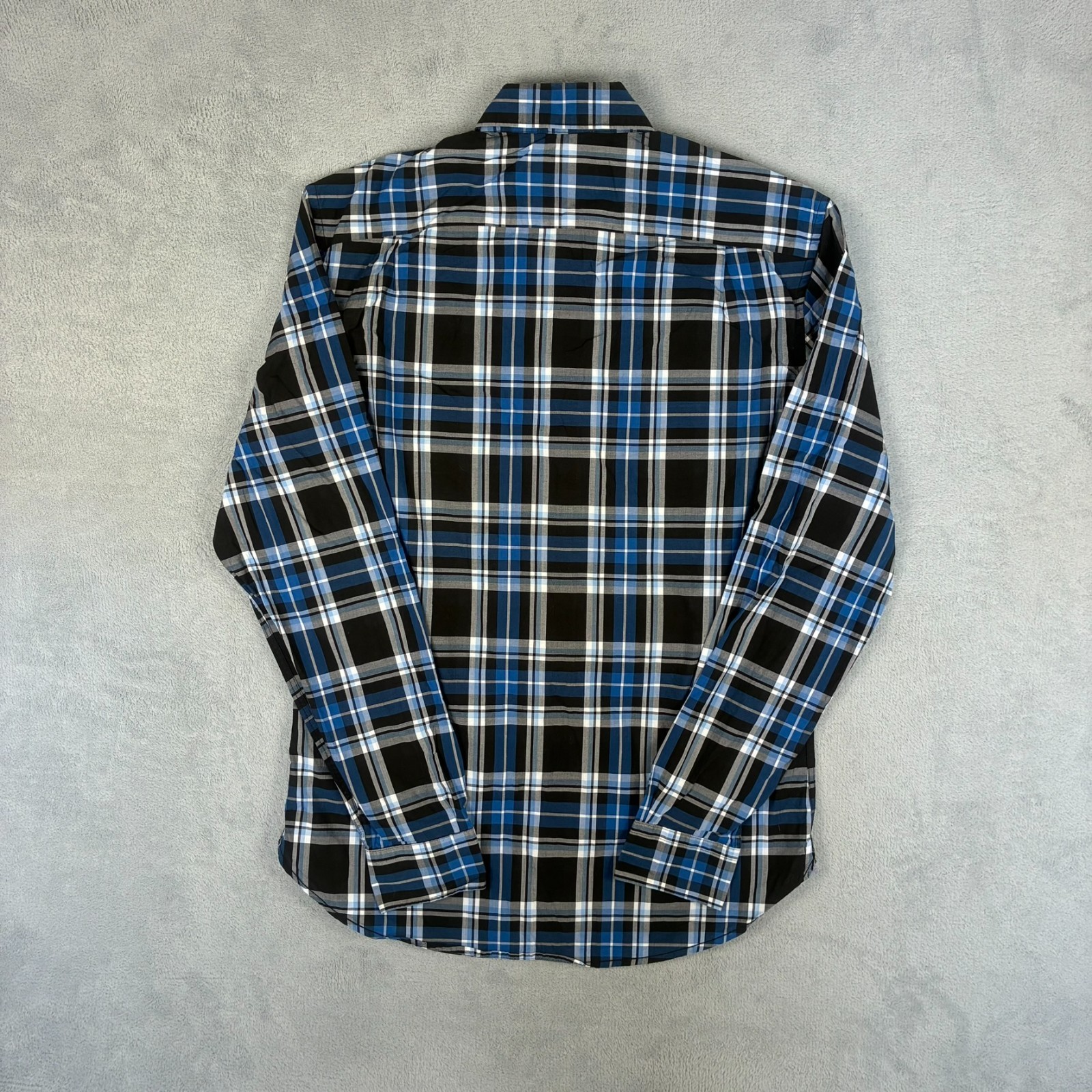 VTG Lacoste Blue Black Plaid Check Size 38 / Small Slim Fit Button Down Shirt image 6