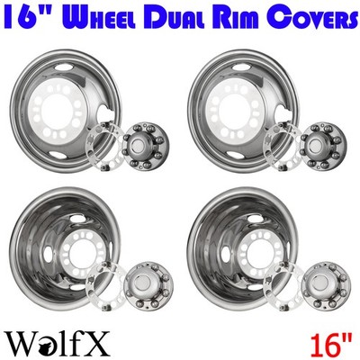 4PCS 16'' Stainless Dually Wheel Simulators Bolt on For 1988-2000 Chevy/GMC 3500