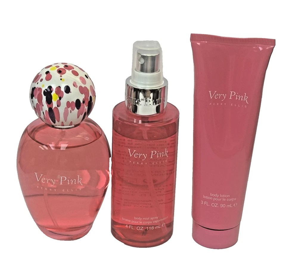 Juego de regalo Perry Ellis muy rosa para mujer 3,4 EDP SP + 4 oz B/niebla + 3 oz B/loción Foto 3 de 4