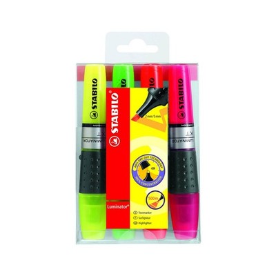 Stabilo Luminator Textmarker Marker gelb grün orange & pink 4er Pack (71/4)