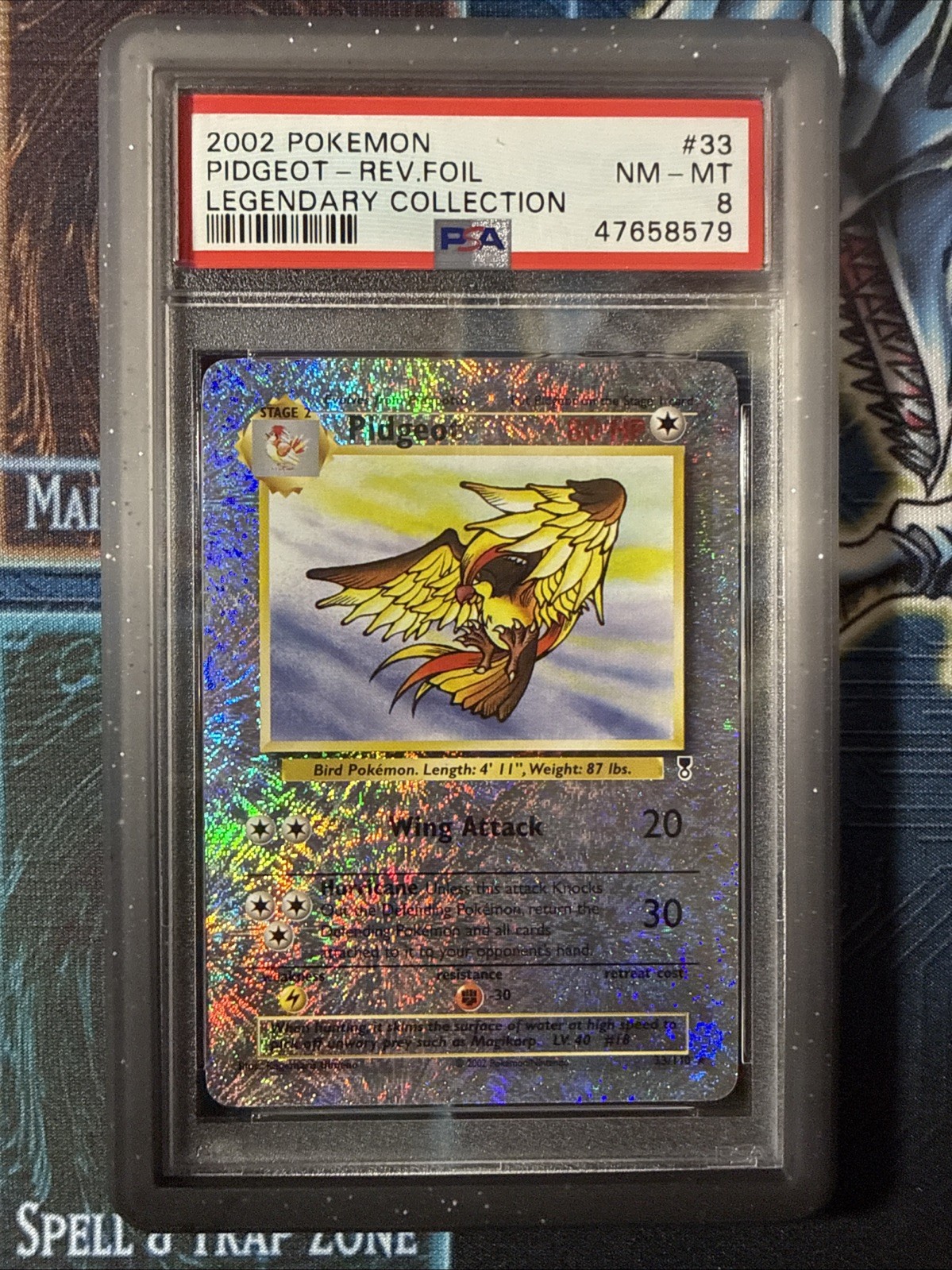 2002 POKEMON LEGENDARY COLLECTION #33 PIDGEOT-REVERSE FOIL PSA 8 NM