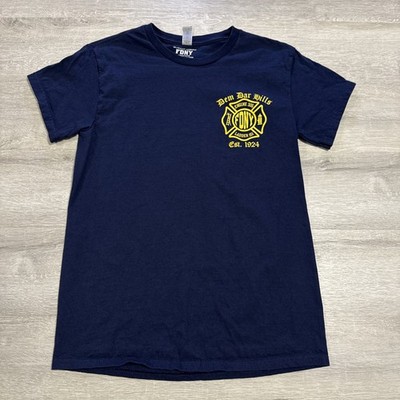 FDNY Shirt Engine 305 Ladder 151 Queens New York Men Small Navy Firehouse Tee