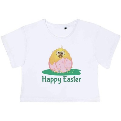 ''Frohe Ostern'' Damen Baumwolle Crop Tops (CO062432)