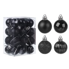 24Pcs Black 1.18" Christmas Balls Shatterproof Ornaments Balls