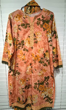 New Pakistani/Indian Shalwar Kameez Peach Orange Sapphire Brand Size L Printed