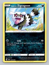Galarian Zigzagoon 159/264 Common Fusion Strike Pokémon TCG