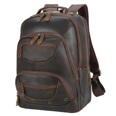 TIDING Full Grain Leather Backpack for Men 16 Inch Laptop Travel Daypack