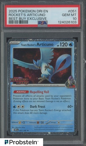 2025 Pokemon DRI EN Best Buy Exclusive #051 Rocket's Articuno PSA 10 GEM MINT