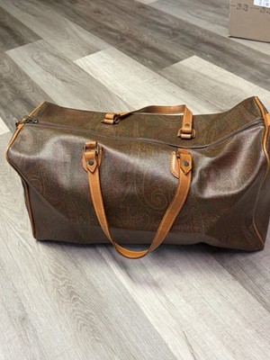 Etro Brown Paisley Duffle Bag, Tan Handles, Zipper Closure, Pre-owned