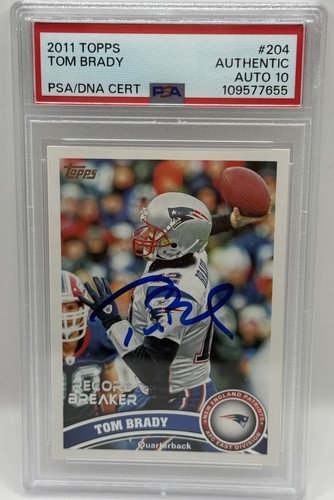 2011 TOPPS Record Breaker TOM BRADY PSA AUTHENTIC DNA On Card AUTO 10 POP 2!