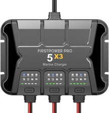 3 Bank Marine Battery Charger 5X3, 15A 5A/Bank - 15A Onboard Charger, 12V Wate