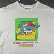 Humane Society of the United States Shirt Mens Large White Dog Cat Graphic Tee