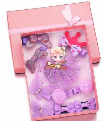 10pcs Kids Baby Girls Bowknot Hair Clips Lace Flower Pins Hair Jewelry Gift Set