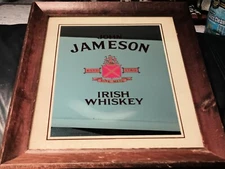 Vintage Rare Mirror Sign JOHN JAMESON IRISH WHISKEY estd 1780 SINE METU Framed