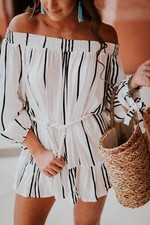 Faithfull The Brand Rope Tie Small White Pinstripe Mini Dress Revolve