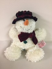 Russ Berrie Freezy the Snowman Stuffed Plush Red Hat Scarf 14" Tall 101477