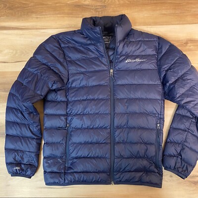 Eddie Bauer Jacket Mens Small Down Puffer EB650 Full Zip Navy Blue