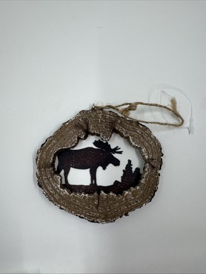 Moose Log Christmas Ornament