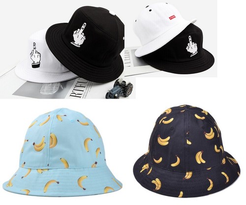 Bucket Hat Banana Print Hip Hop Cap Sun 