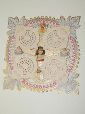 Antique Victorian Scrap Valentine Card Die Cut Paper Lace Portrait