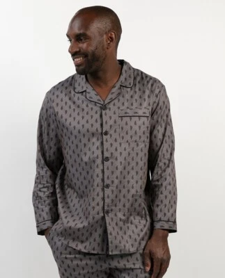 Cyberjammies Pyjama Top Cotton Modal Mens Mason Grey Paisley LAST ONES