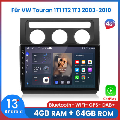 4+64GB 8-Kern Autoradio Carplay GPS NAVI BT Für VW Touran 1T1 1T2 1T3 2003-2010