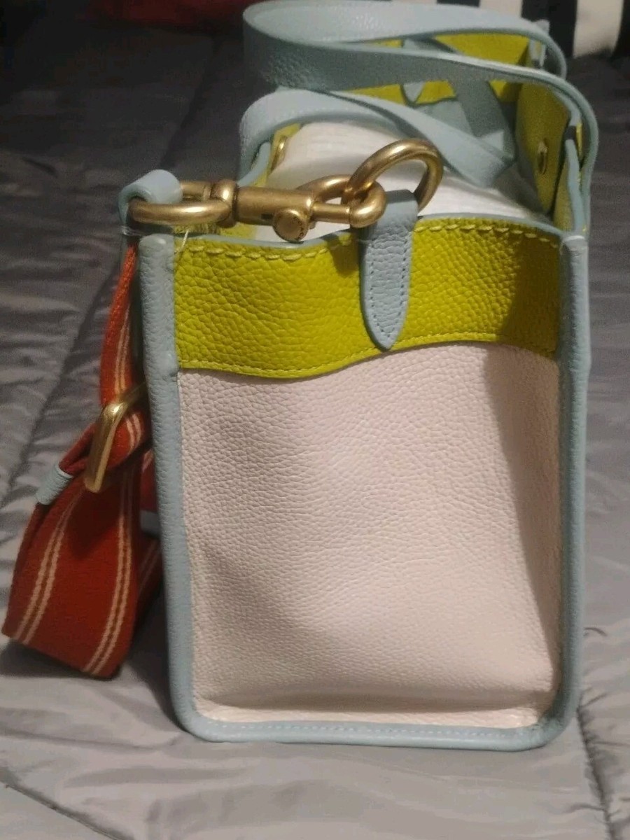 Coach C0777 White Field Tote 30 Colorblock With Coach Badge