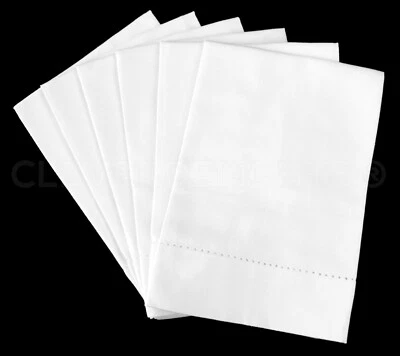 CLEVERDELIGHTS Heavyweight 20" White Hemstitch Dinner Napkins - 100% Cotton - Embroidery - 6 12