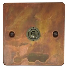 G&H FTC381-AB Flat Plate Tarnished Copper 1 Gang 1 or 2 Way Toggle Light Switch