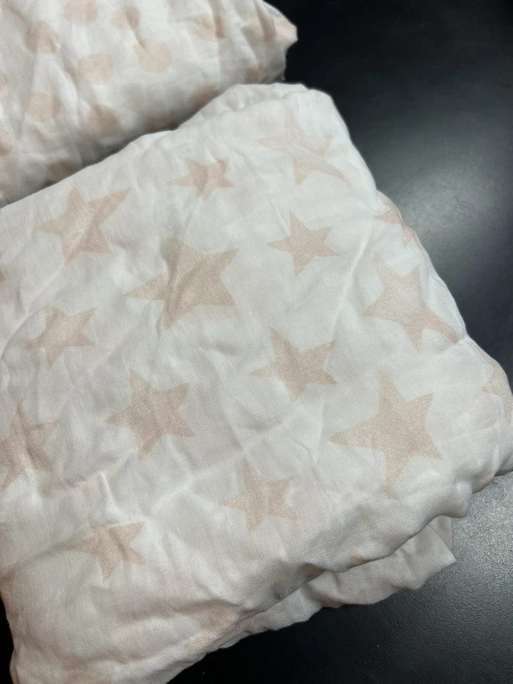 Ferragens de restauração destro bebê criança pontos pintados estrelas berço lençóis rosa elegante menina - Imagem 2 de 4