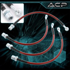 For 01-05 IS300 Altezza Red Stainless Steel Braided Oil Brake Line Cables Hoses