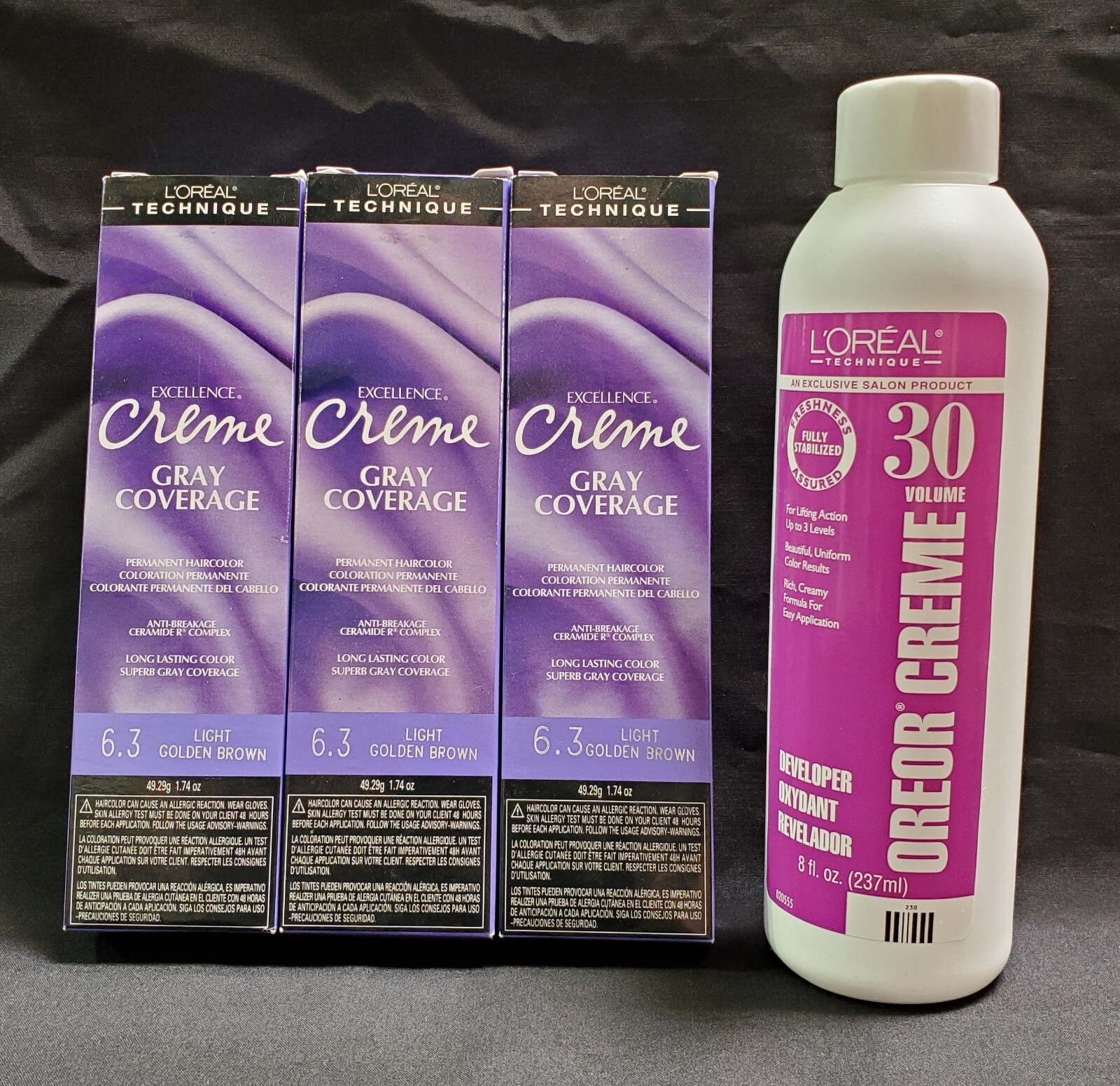 L'Oreal Creme 6.3 Light Golden Brown 1.74 oz (3 Pack) with 8