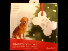 PEARHEAD PAWPRINTS ORNAMENT KIT BONE SHAPED NO BAKE NEW YOUR PETS PAWPRINT