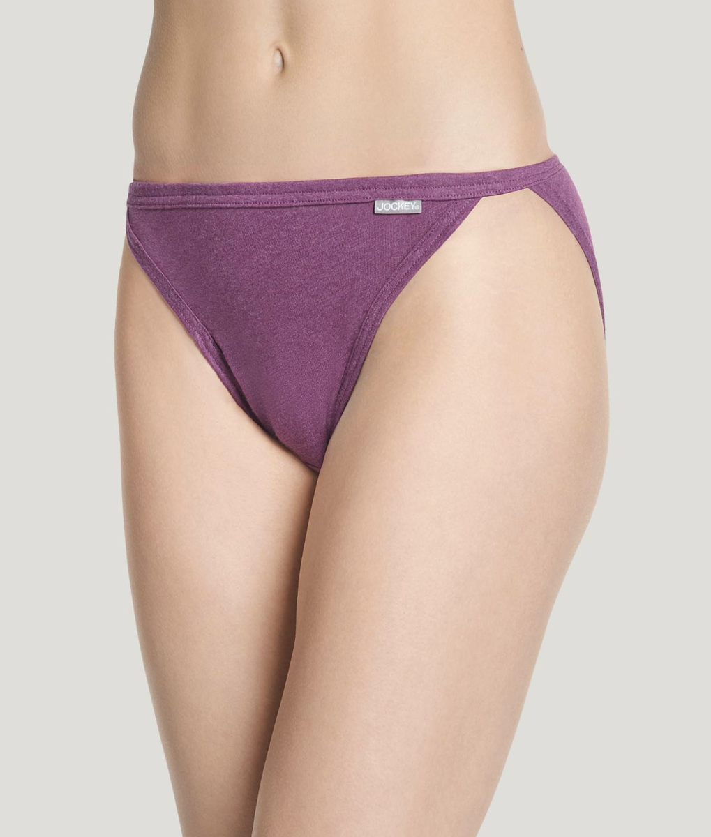 Women Jockey 3-Pack String Bikinis (Plum Heather) 100% Cotton Comfort  Underwear