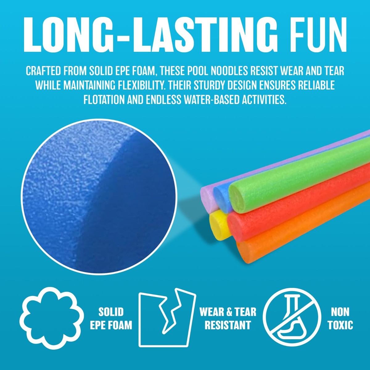 SET OF FLEXIBLE SWIMMING POOL NOODLES FLOATS AID WOGGLE LOGS NOODLE KIDS  FLOAT