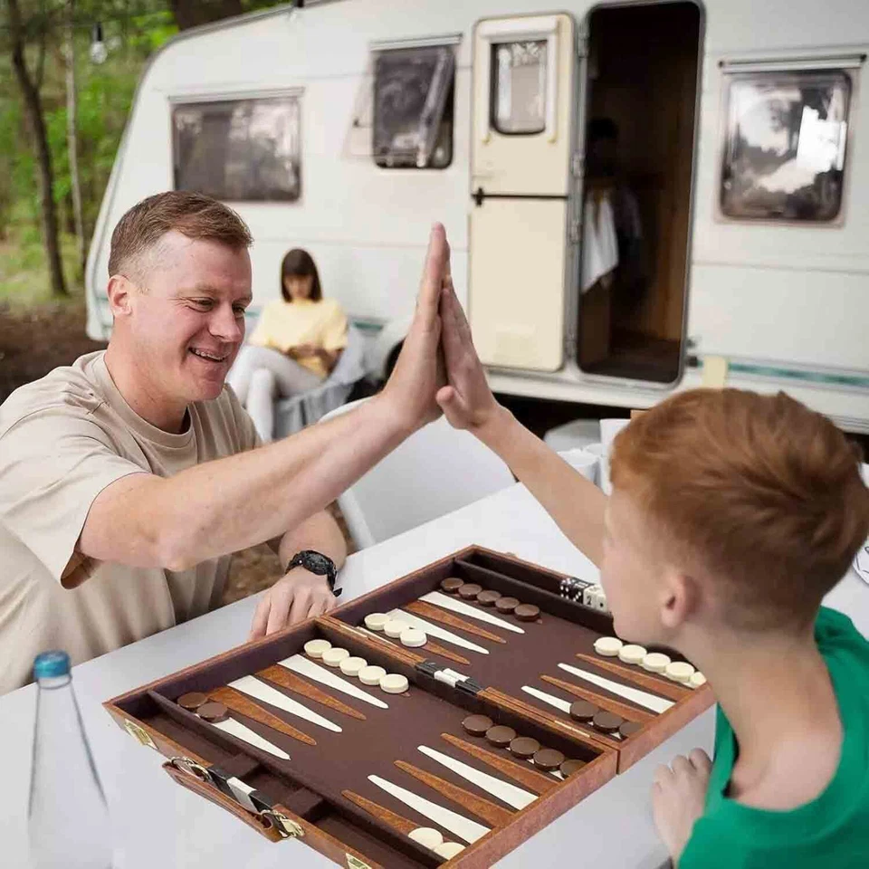 48CM Premium Leather Backgammon Board Game Set for Adults Kids Classic Game Play - image 4 of 4