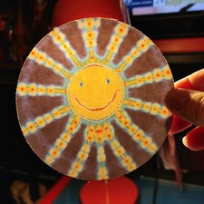 Vtg 80's 90's  Psychedelic Tie Dye Smiley Face Sun Window Sticker  Hippy
