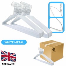 X50 Strong White Plain Metal Wire Clothes Hangers 45.2cm (18" INCH) 14.5 GAUGE