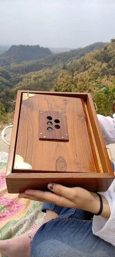 Caja Shruti Madera Teca 12", Caja Shruti Instrumento Musical con Bolsa, 432Hz Afinada Foto 2 de 4