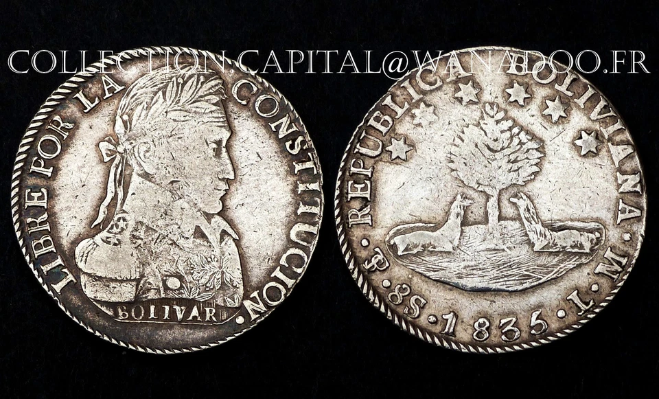 8 Soles 1835 LM. Bolivie. Bolivar. Argent/ Silver - Photo 1/1