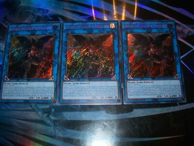 3x Cherubini, Ebon Angel of the Burning Abyss 1st Edition Secret Rare RA01-EN042