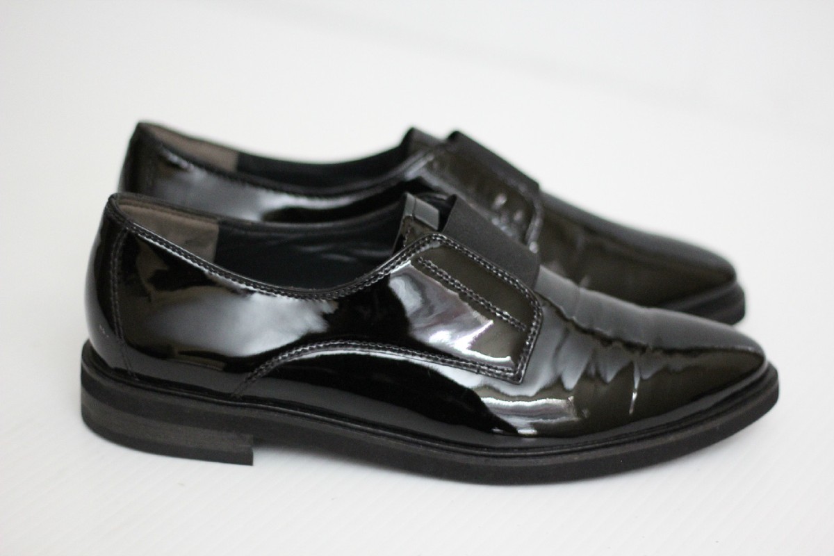 Paul Green Black Patent Leather Lace-Up Oxfords Paul Green 1436-005 Black Leather Lace Up Shoes | Rogerson Shoes main image 4