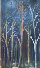 Oil on canvas landscape paintings original. Halloween decoration. 