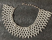 Vintage Jewelry White Faux Pearl Collar Shaped Choker Necklace