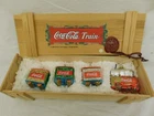 VINTAGE COCA COLA TRAIN SET ORNAMENTS POLAND POLONAISE IN ORIG WOOD BOX